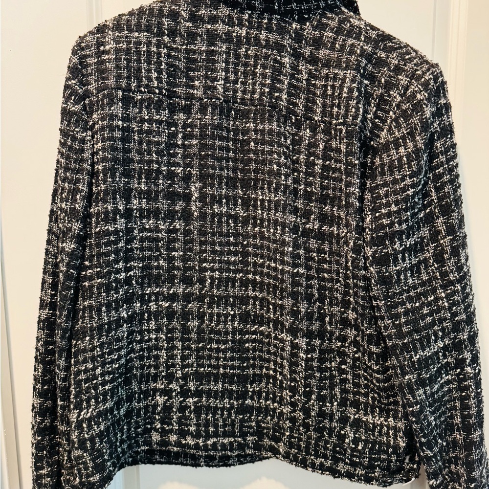 Jones New York Signature Tweed Wool Blend Jacket Black White L - Picture 5 of 15